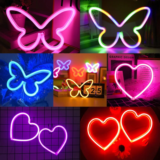 Butterfly Love LED Neon Light – USB/Battery Powered Decorative Room Light