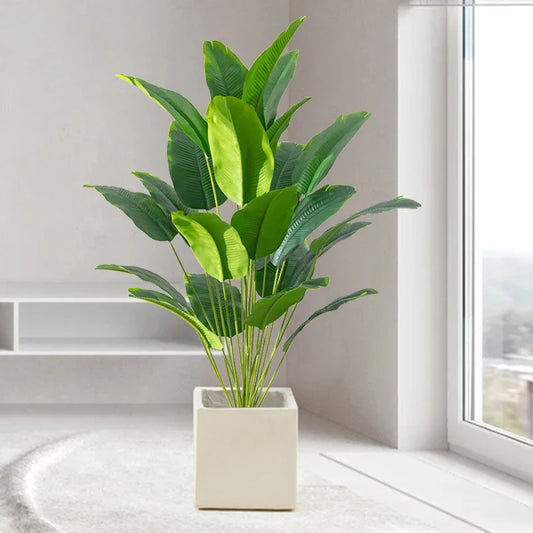 Artificial Tropical Palm Tree – Large Fake Banana Leaf & Monstera Plant