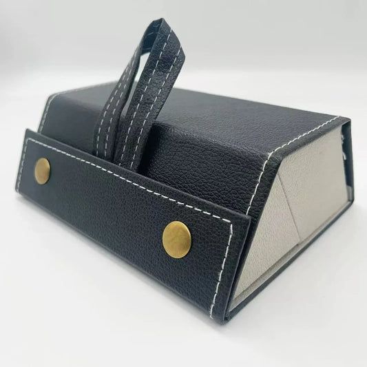 Multifunctional Glasses & Jewelry Storage Box – Handmade PU Leather, Multi-Grid Design