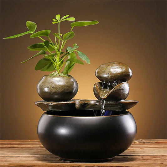 Ceramic Cat Water Fountain – Indoor Zen Pet Fountain for Cats, Dogs, and Fish Tanks