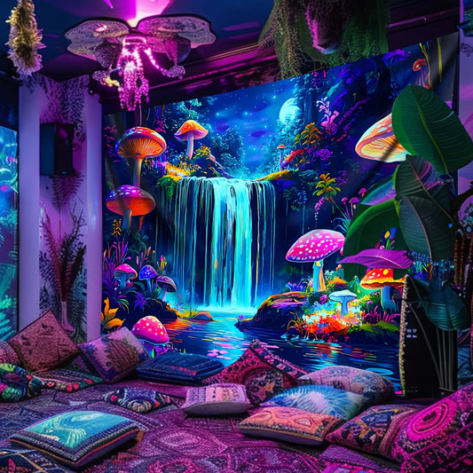 Magic Mushroom Fluorescent Tapestry