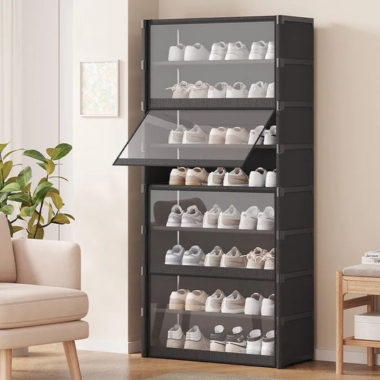 Multilayer Shoe Rack Cabinet – Dustproof, Transparent, Space-Saving Organizer Shelf