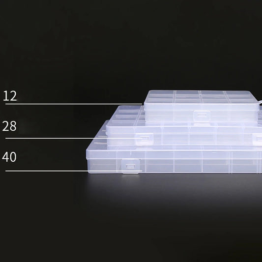 Portable Transparent Storage Box – 40/12/28 Grid Plastic Organizer with Cover for Jewelry & Small Parts