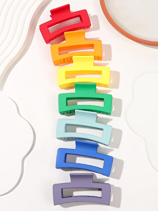 7pcs Large Matte Hair Claw Clips – 3.4" Non-Slip Square Banana Clips for Women & Girls