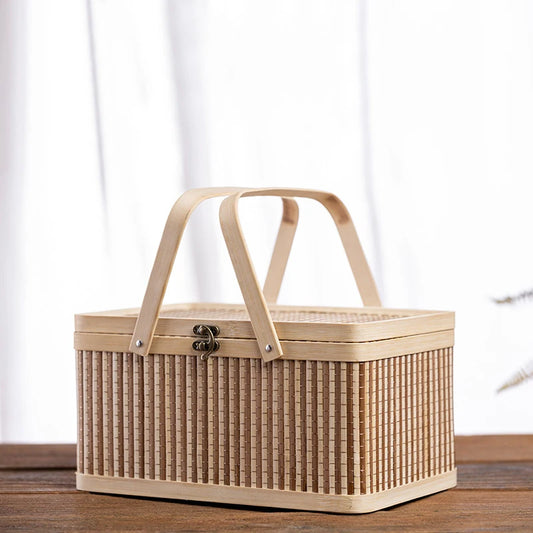 Bamboo Decorative Storage Boxes with Lids – Rectangular Shelf & Household Organizer