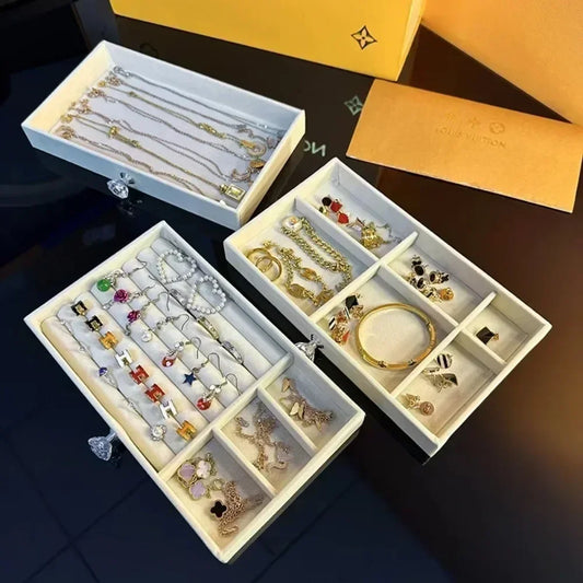 Acrylic Velvet Jewelry Organizer with 3 Drawers