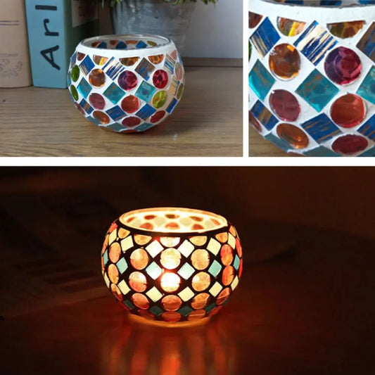 Moroccan Mosaic Glass Candle Holder