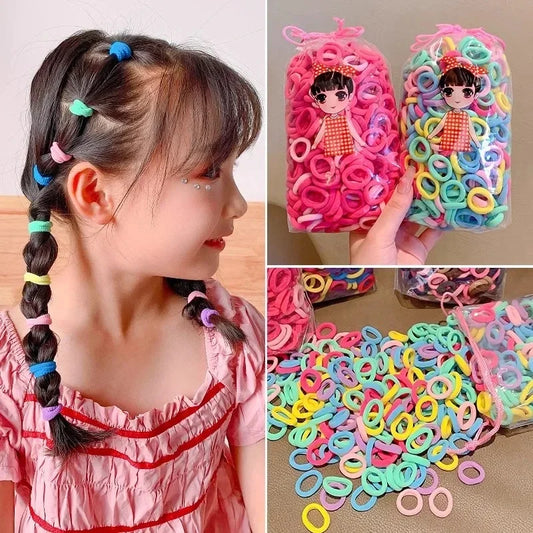 200pcs Colorful Nylon Elastic Hair Bands – Small Hair Ties for Women & Girls