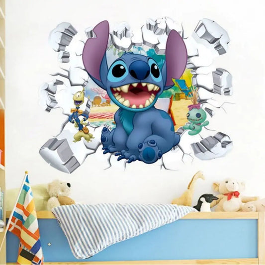 MINISO Lilo & Stitch Wall Stickers – Cute Cartoon Kids Room Decoration
