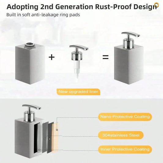 Leeseph Stainless Steel Soap Dispenser – Refillable Pump Bottle for Kitchen & Bathroom