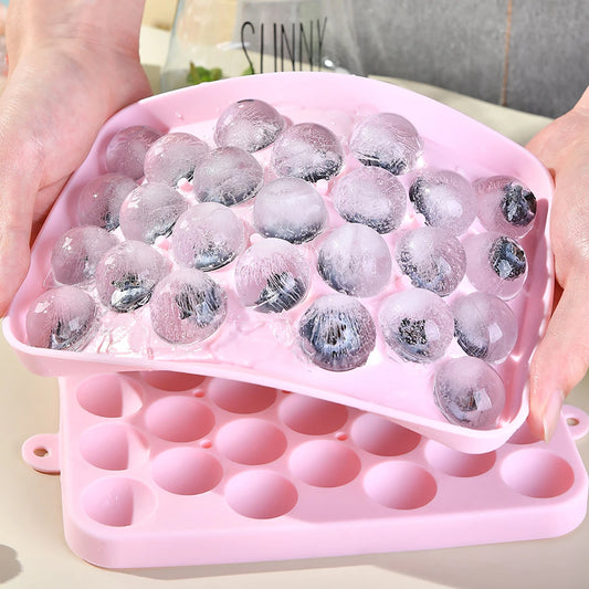 25-Grid Silicone Ice Ball Mold with Cover – Easy-Demould Ice Storage Box for Home & Bar