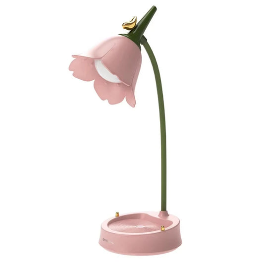 Pink Flower LED Desk Lamp – Adjustable Touch Night Light