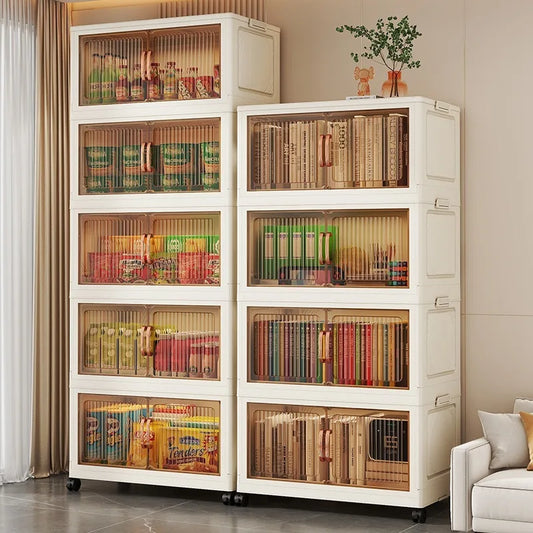 Multi-Layer Folding Storage Cabinet – Installation-Free Toy & Clothing Organizer for Home