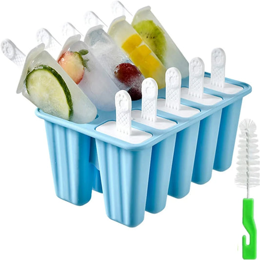 10-Piece Silicone Popsicle Mold Set – BPA-Free Easy Release