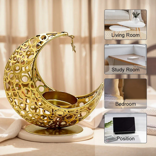 Metal Moon Candle Holder