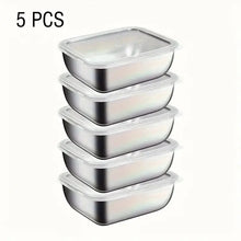5-Piece Stainless Steel Food Storage Container Set – Stackable Meal Prep Lunch Boxes with Clear Lids