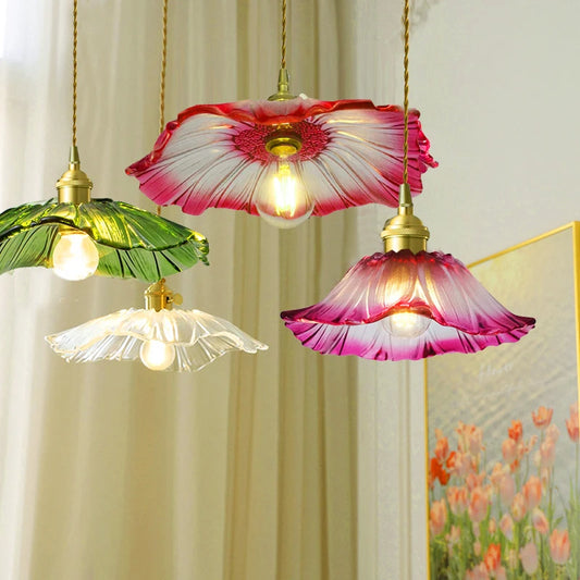Vintage Flower Glass Pendant Light