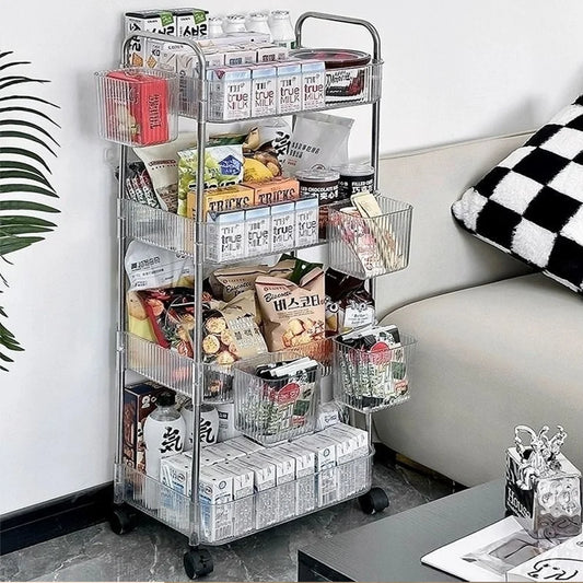 3/4-Tier Clear Acrylic Rolling Storage Cart