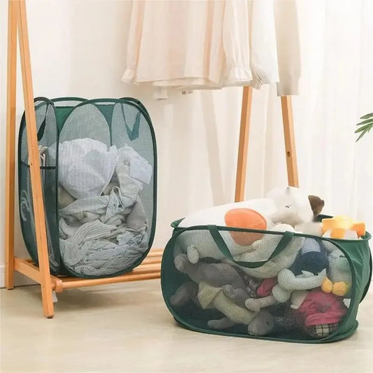 Foldable Mesh Laundry & Shower Storage Bag – Portable Travel & Home Organizer
