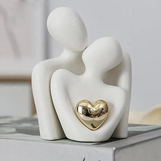 Nordic Abstract Couple Statue – Modern Ceramic Home Décor