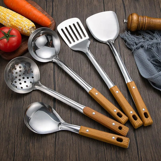 Stainless Steel Kitchen Tool Set with Imitation Wood Handle