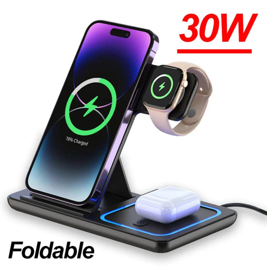 3-in-1 Foldable 30W Wireless Charging Station