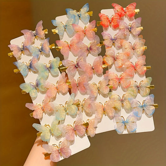6/12/24/36pcs Cute Butterfly Hairpins – Sweet Non-Damaging Hair Clips for Girls