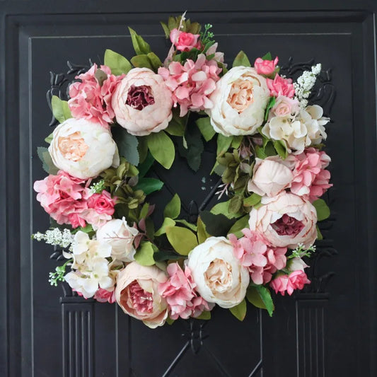 Silk Peony Flower Wreath