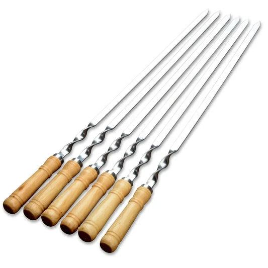 6-Piece Long Handle BBQ Skewers Set