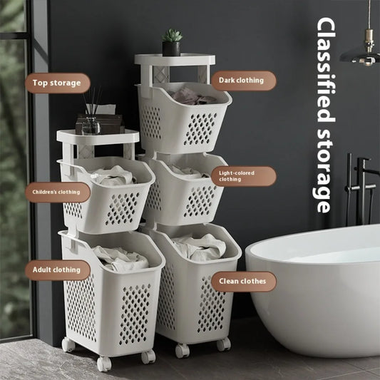 Multilayer Rolling Laundry Storage Basket