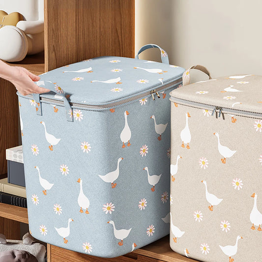 Large Capacity Quilt & Clothes Storage Bag – 100/140/180L Non-Woven Wardrobe Organizer