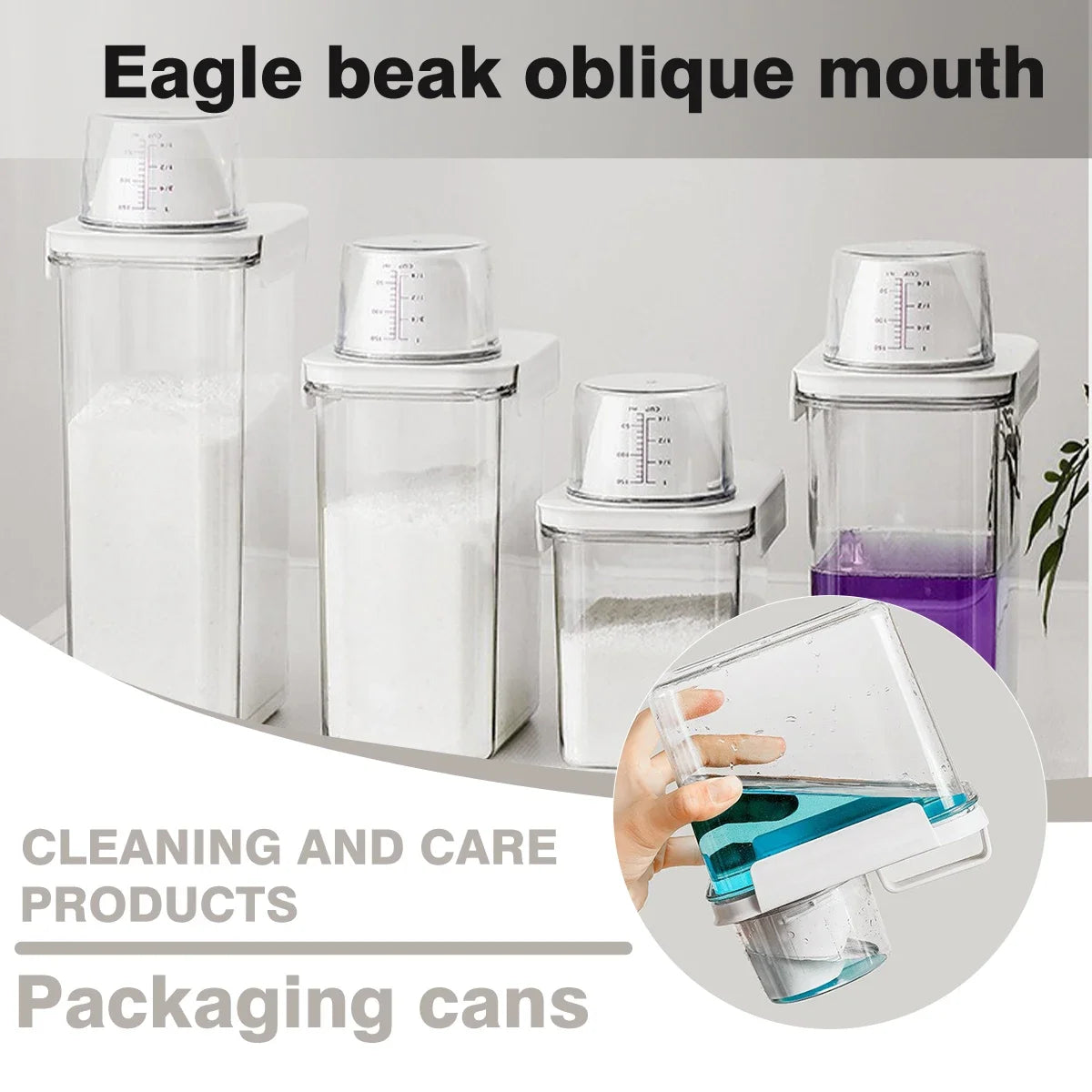 2300ml Airtight Laundry Detergent Storage Container – Clear Jar with Lid & Labels for Powder, Bleach, or Grains