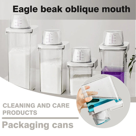 2300ml Airtight Laundry Detergent Storage Container – Clear Jar with Lid & Labels for Powder, Bleach, or Grains