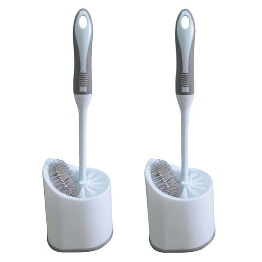 Toilet Brush Set with Under Rim Brush & Storage Caddy – 2 Pack