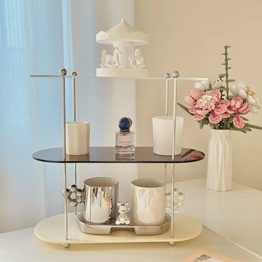 INS Style 3-Layer Acrylic Desktop Organizer – Removable Shelf for Perfume, Jewelry & Cups