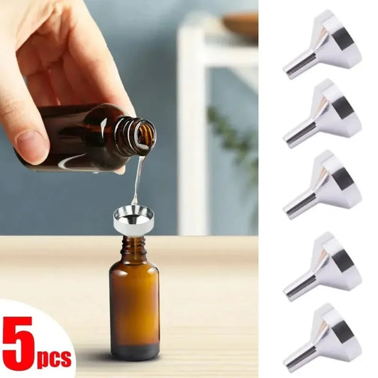 5Pcs Mini Stainless Steel Funnels – With Filter