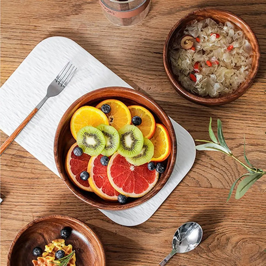 Handmade Solid Wood Stackable Bowl – Smooth Round Salad & Snack Serving Plate