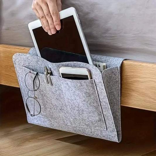 Bedside Hanging Storage Organizer – Phone, Remote & Book Holder