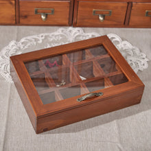 Wooden Tea & Jewellery Organizer Box with Clear Lid – 9/12 Compartment Storage Case