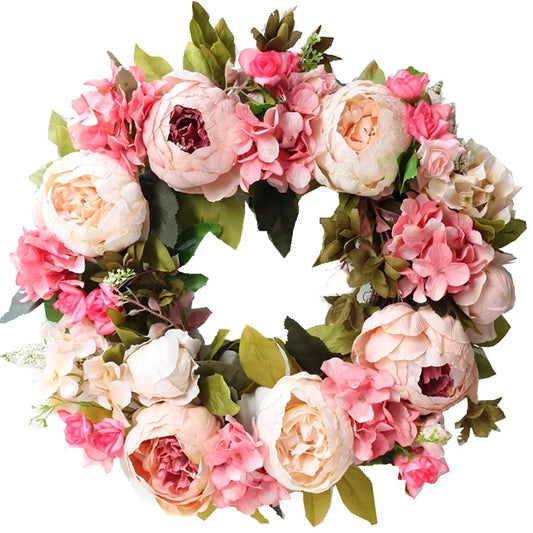 Peony Wreath Garland – Artificial Flower Door & Wedding Decor
