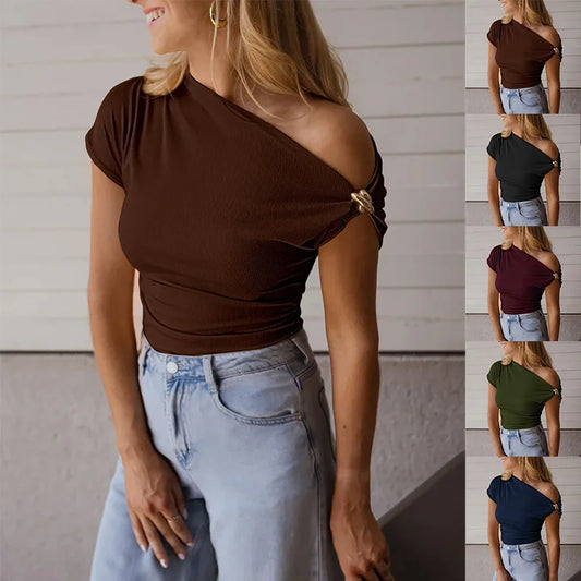 Monroe™ – Slim Fit Pinstriped Short Sleeve Top