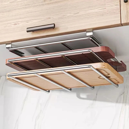 Under Cabinet Cutting Board Organizer Rack