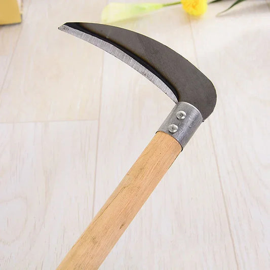 Agricultural Long Handle Sickle – Farm Scythe & Weeding Knife for Cutting Wheat, Grass, and Lawn Mowing | Durable Gardening Tool
