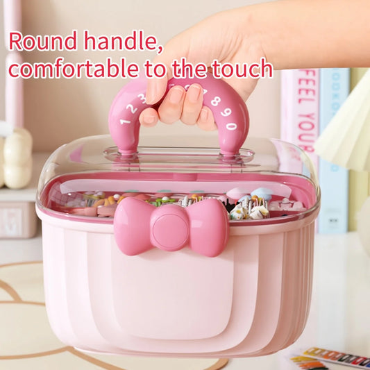 Portable Double Layer Clear PP Plastic Storage Box with Lid Compartmentalized Organizer for Kids Hair Accessories Desktop Box