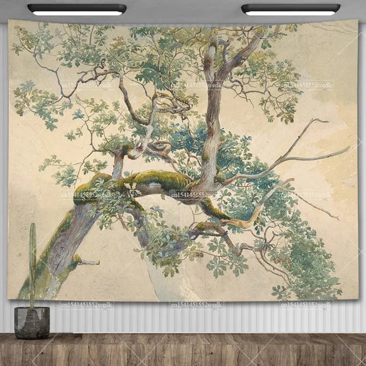 Vintage Tree Watercolor Tapestry