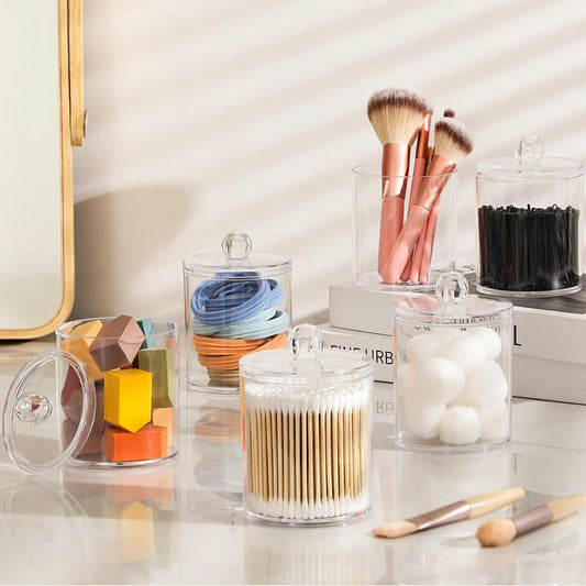 4-Pack Clear Acrylic Qtip Holder Set