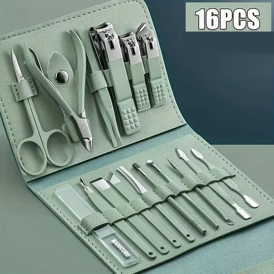 16pcs Nail Clipper & Cuticle Set