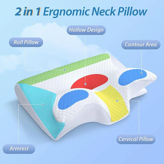 Memory Foam Cervical Pillow – 2-in-1 Ergonomic Orthopedic Neck Support