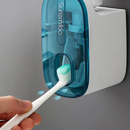 Automatic Wall-Mount Toothpaste Dispenser & Toothbrush Holder