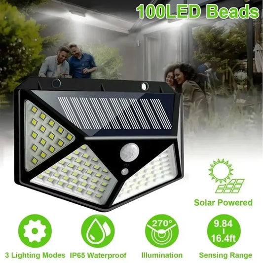 100 LED Solar Motion Sensor Wall Light